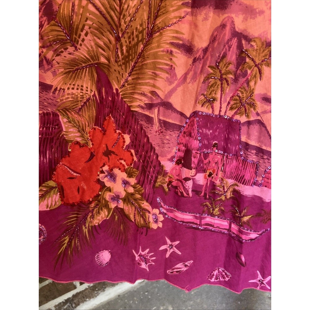 Miss Anastasia Hawaiian Village Print Maxi Skirt Pink Medium Sequins Beading NWT - Picture 3 of 16